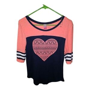 No Boundaries Pink and Navy Heart Crop Top